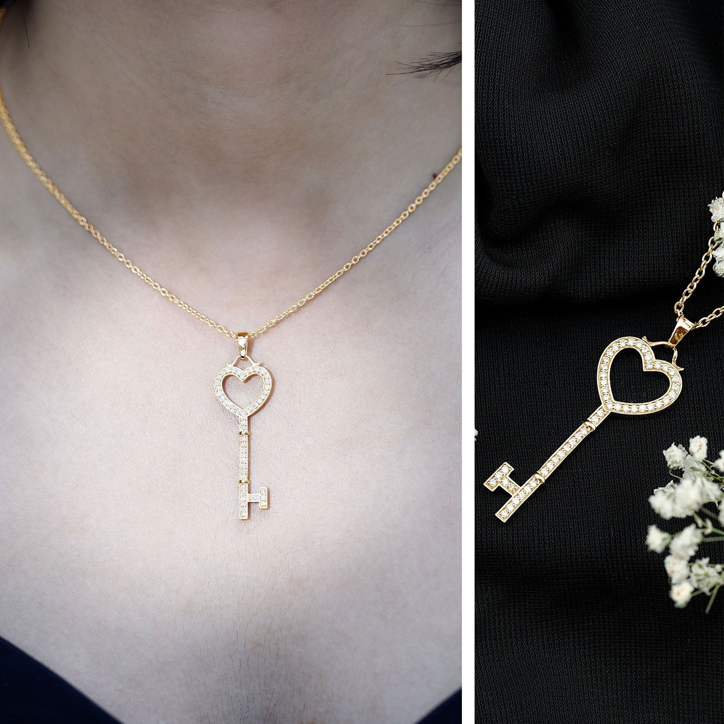 Lab Grown Diamond Key To My Heart Pendant Necklace