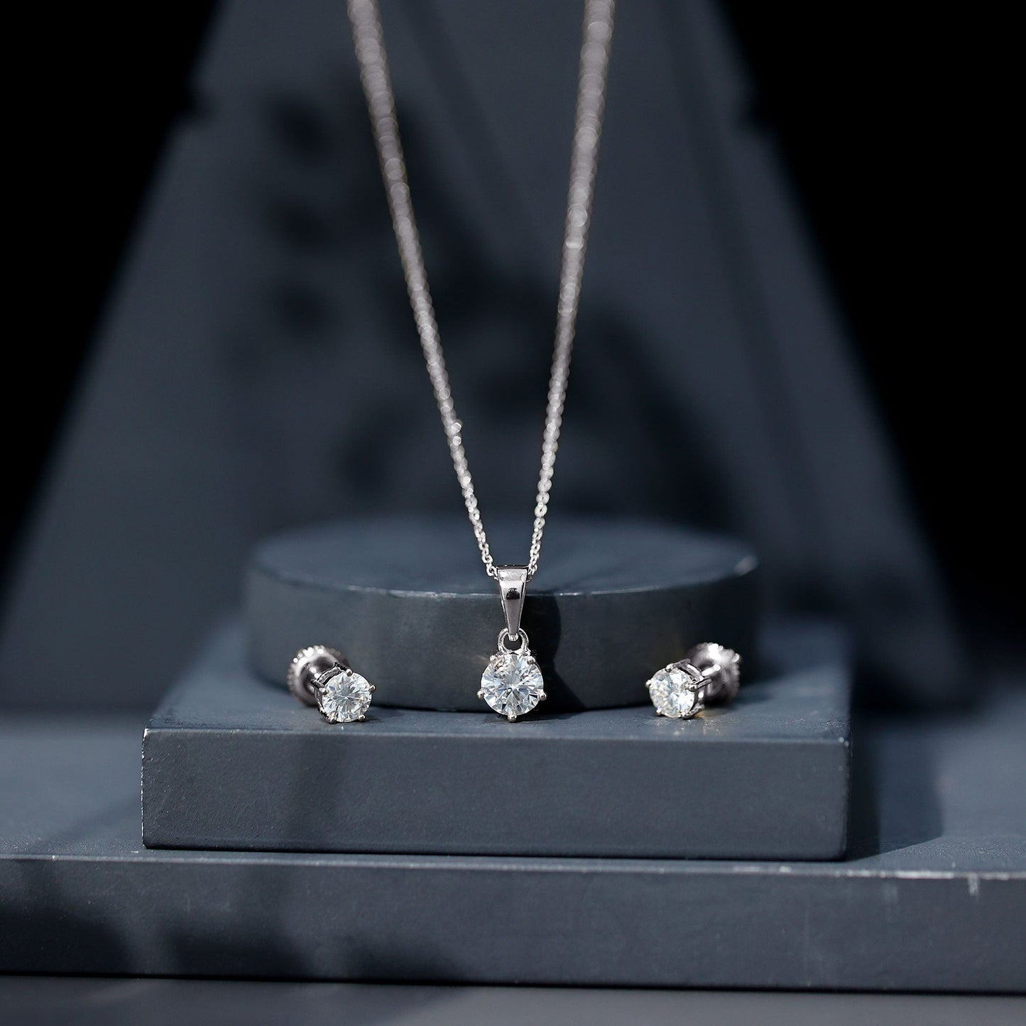 Certified Lab Grown Diamond Solitaire Necklace and Earrings Set