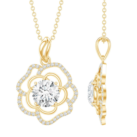 2 Carat Lab Grown Diamond Flower Pendant Necklace