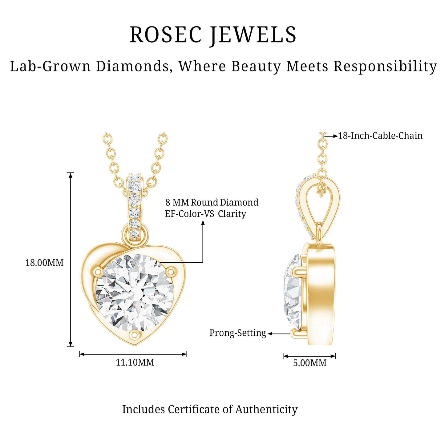 2 Carat Lab Grown Diamond Solitaire Heart Locket for Women