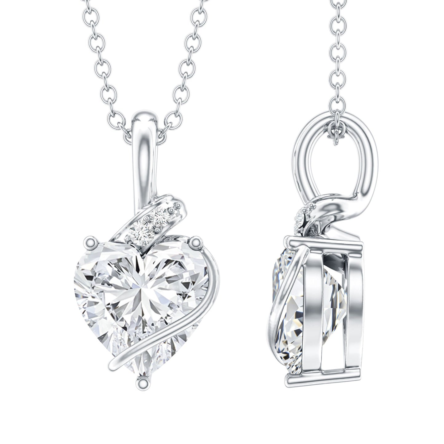 2 Carat Lab Grown Diamond Heart Solitaire Necklace