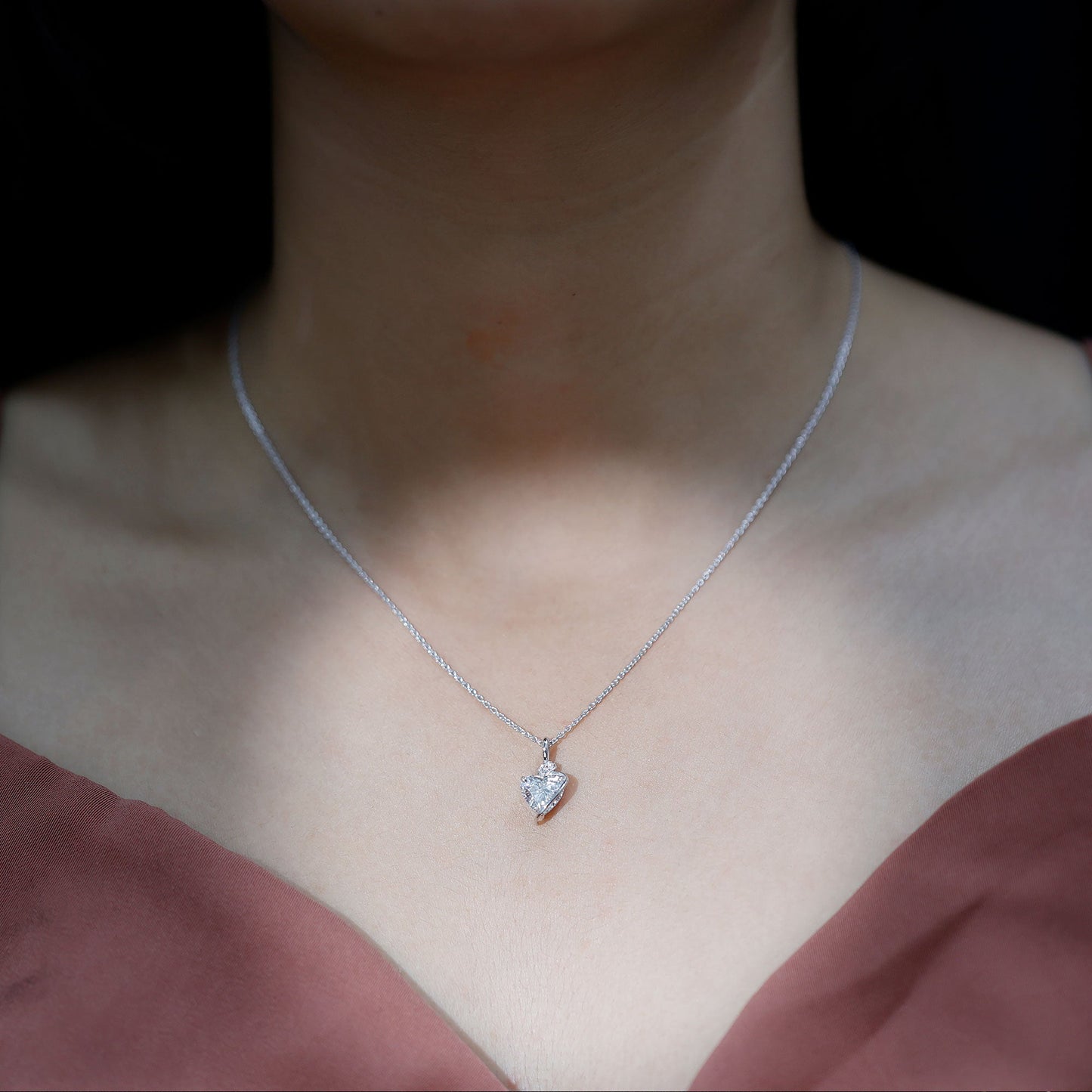 2 Carat Lab Grown Diamond Heart Solitaire Necklace