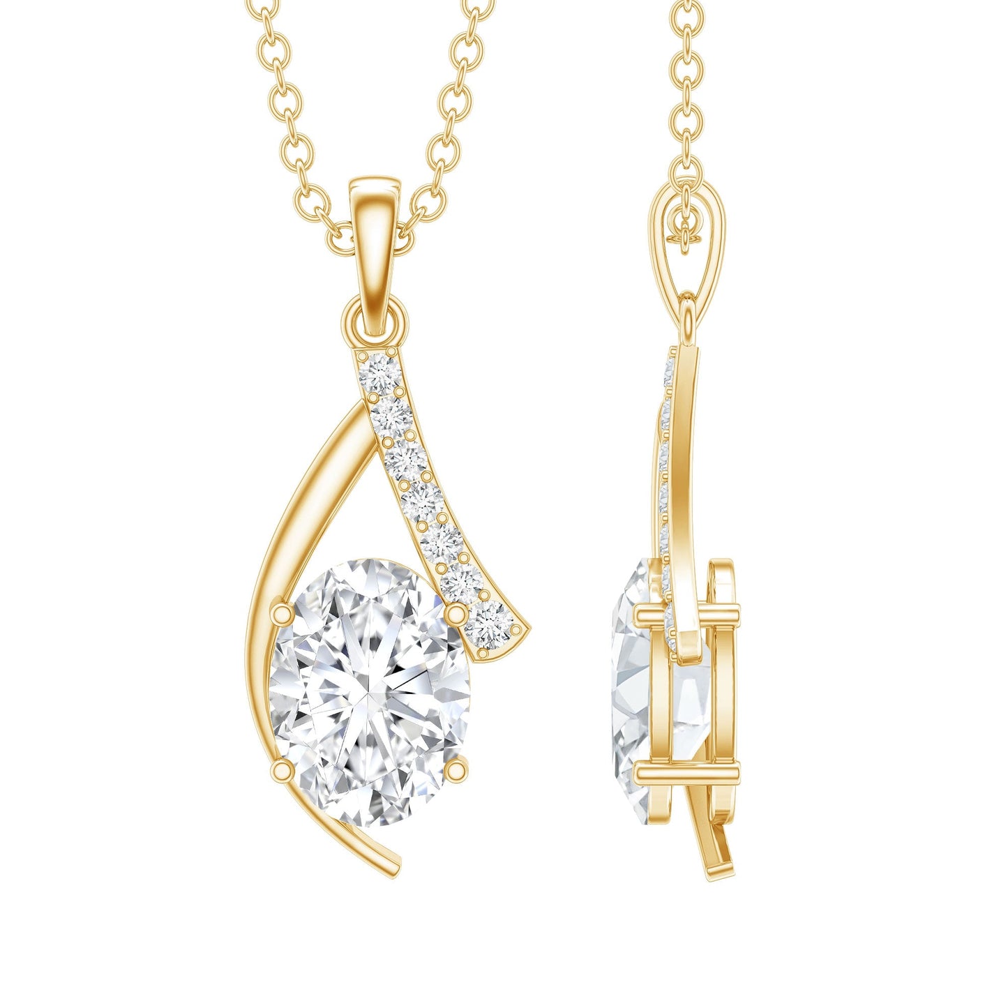 1.2 Carat Oval Lab Grown Diamond Solitaire Necklace