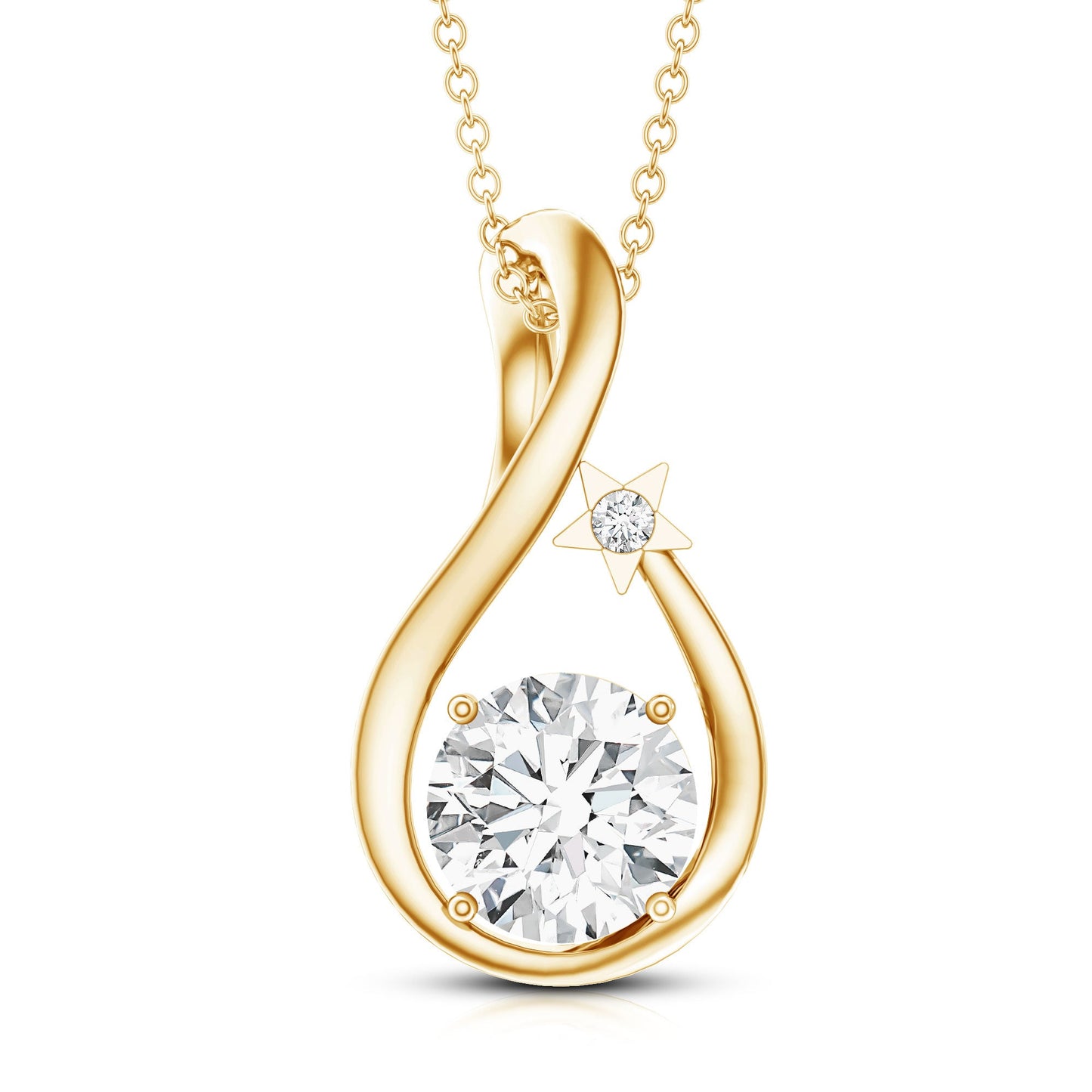 2 Carat Round Solitaire Lab Grown Diamond Teardrop Necklace