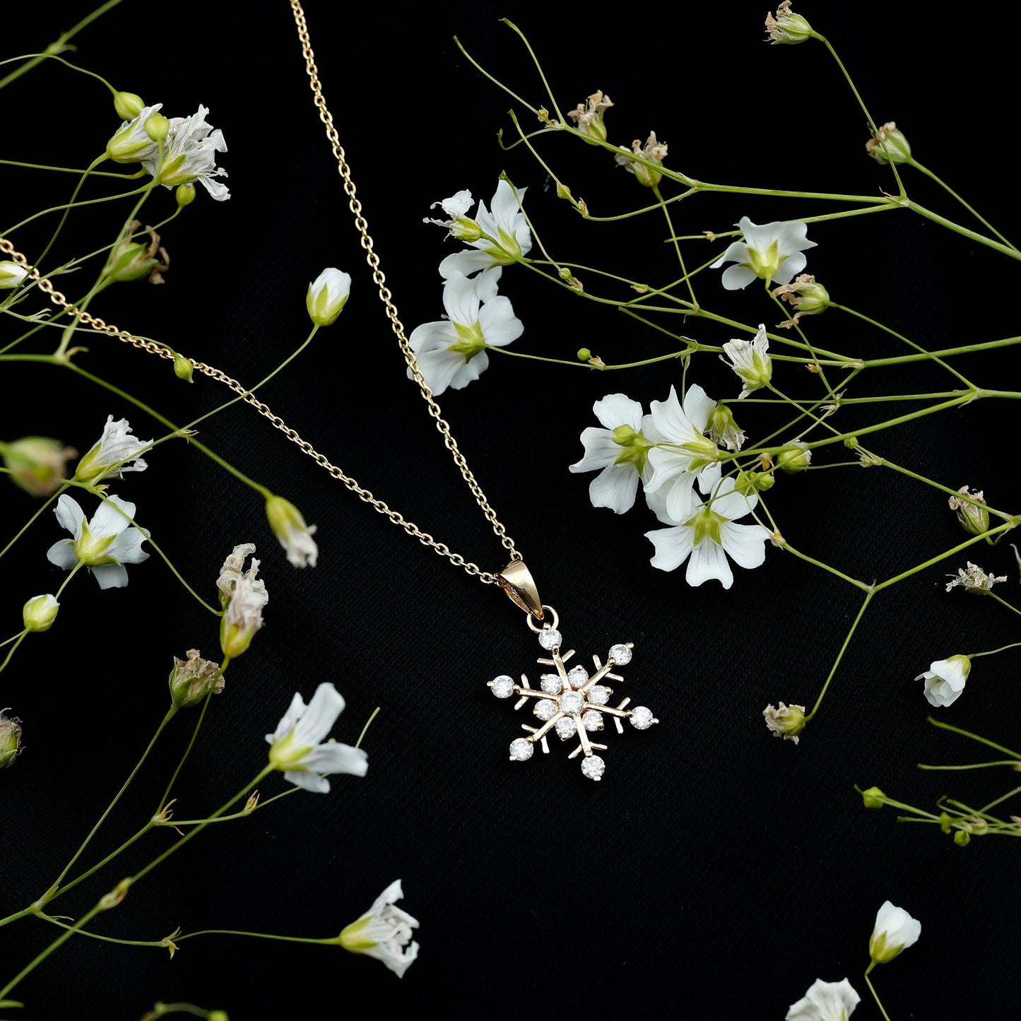Lab Grown Diamond Christmas Snowflake Necklace