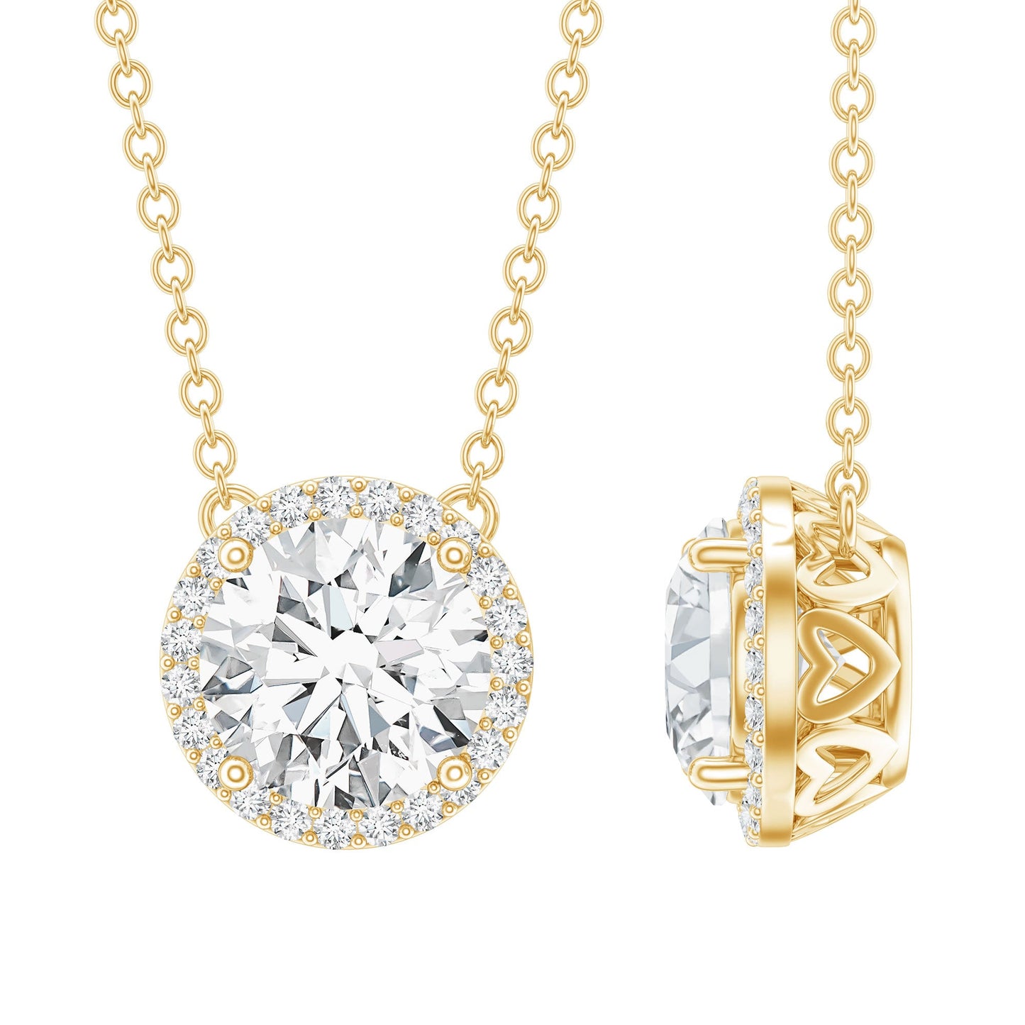 Certified Lab Created Diamond Halo Necklace For Bride