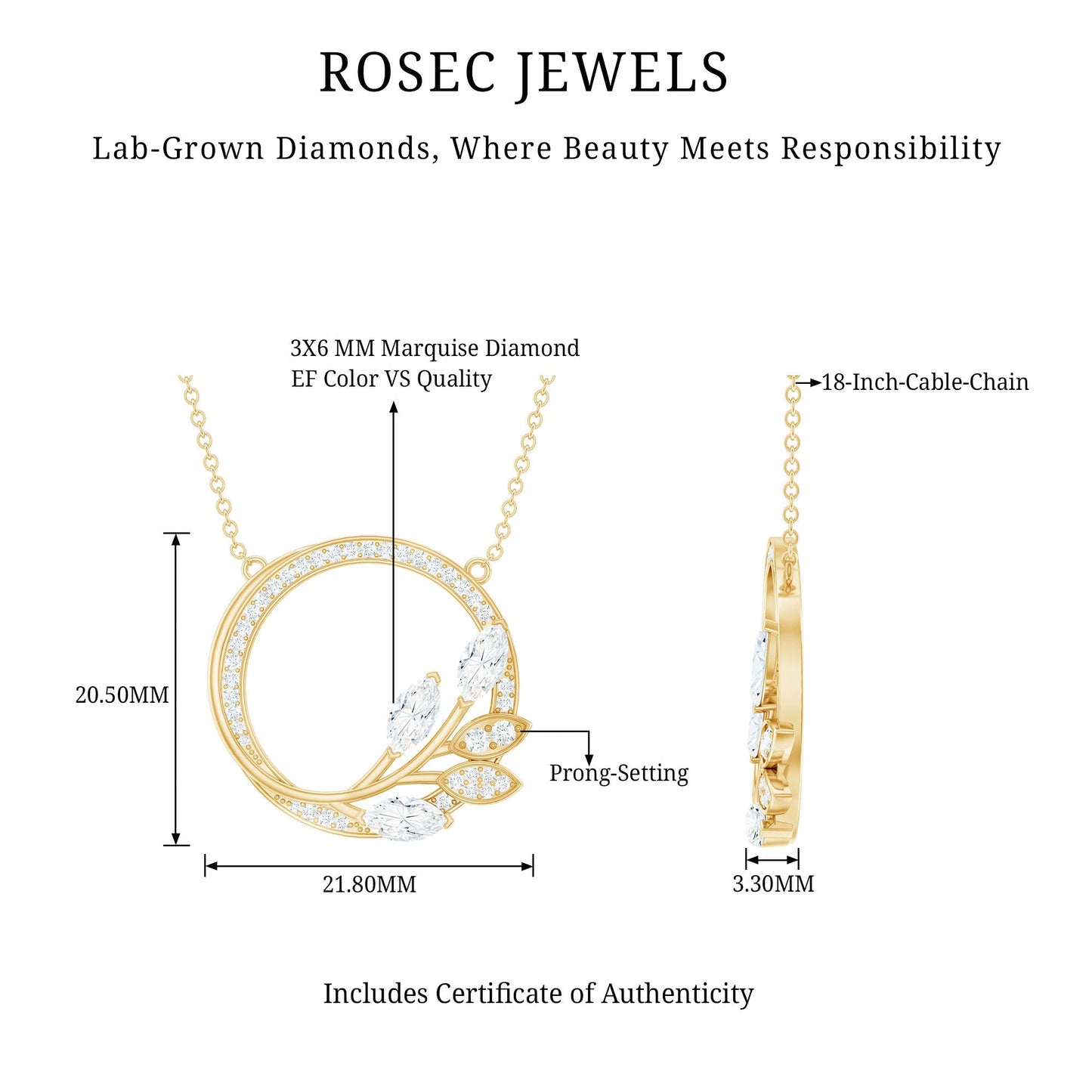 Nature Inspired Lab Grown Diamond Eternity Necklace