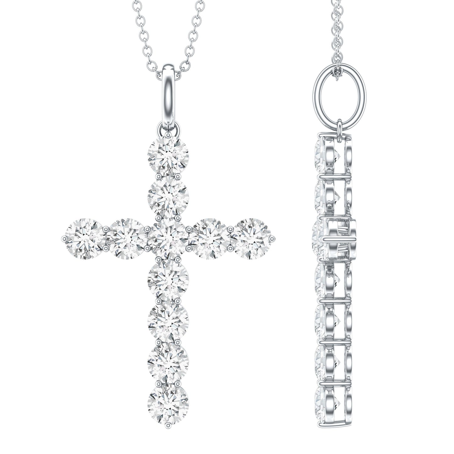 Lab Grown Diamond Catholic Cross Necklace for Women