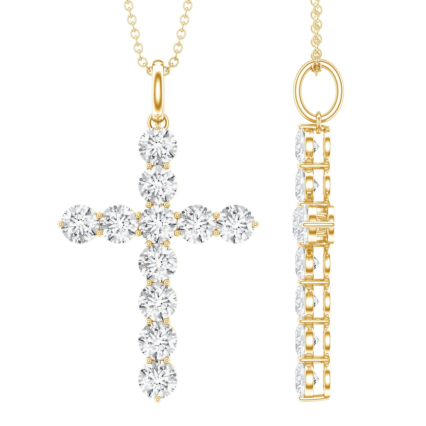 Lab Grown Diamond Catholic Cross Necklace for Women
