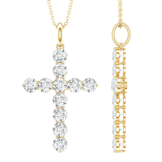 Lab Grown Diamond Catholic Cross Necklace for Women