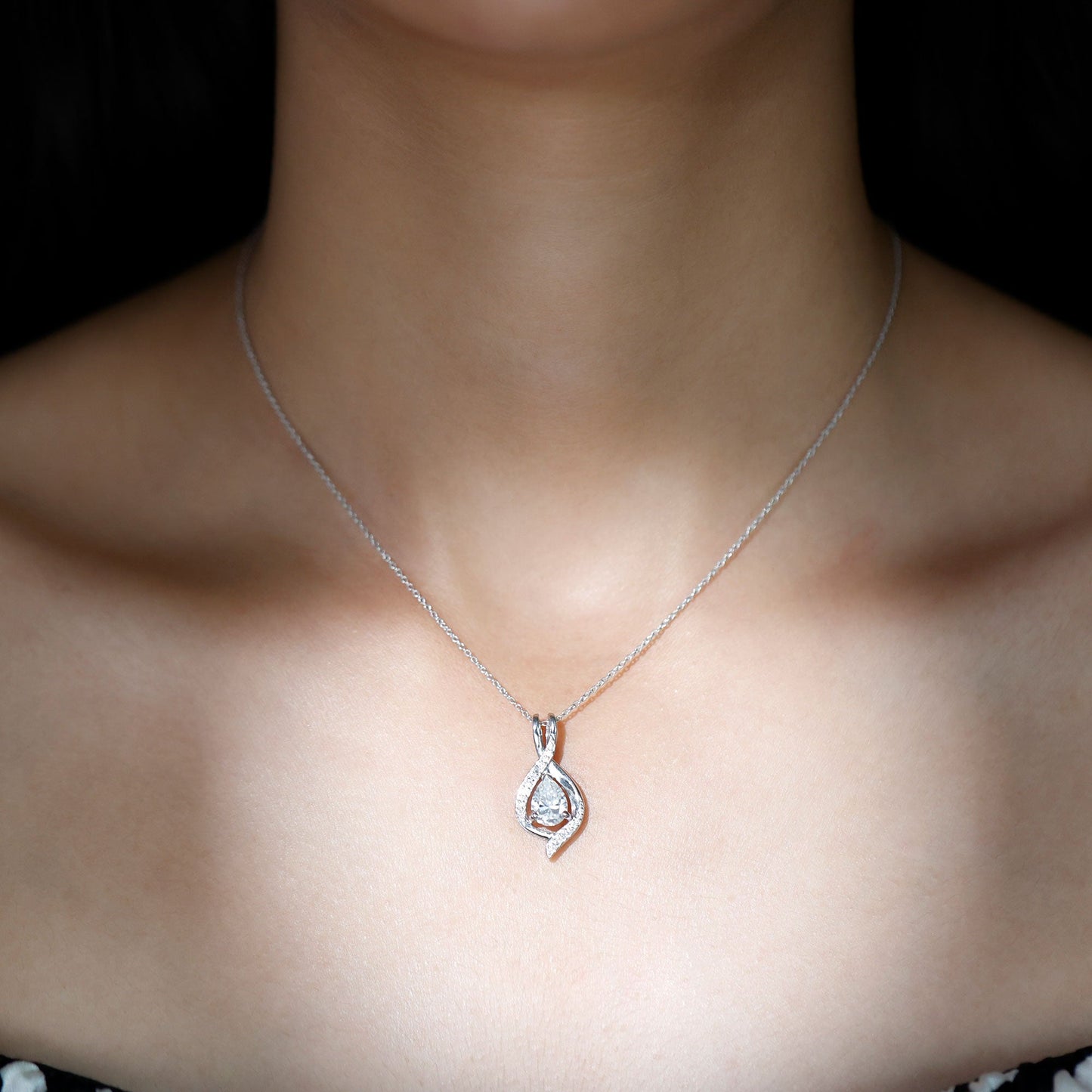 Lab Grown Diamond Teardrop Bridal Wedding Necklace