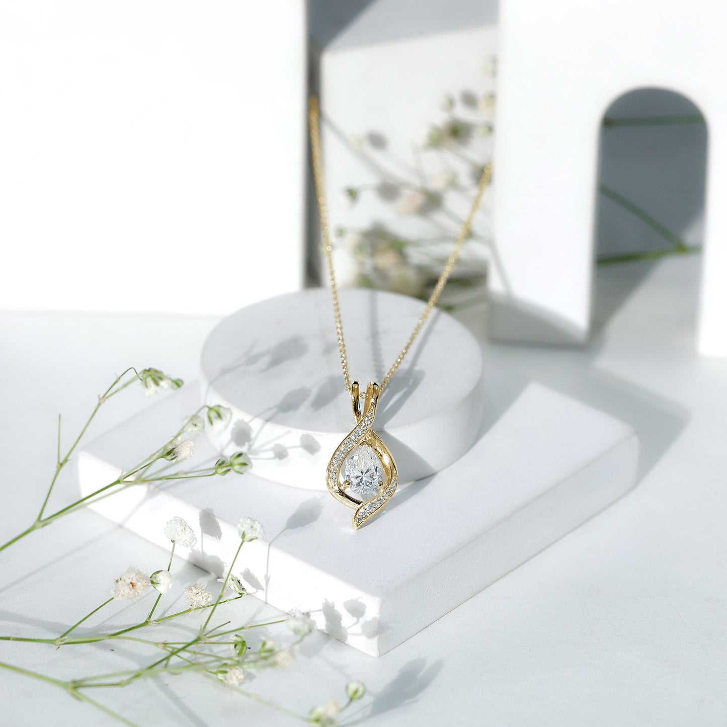 Lab Grown Diamond Teardrop Bridal Wedding Necklace