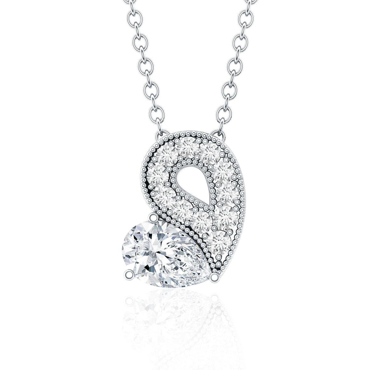 Lab Grown Diamond Pendant Necklace with Beaded Details
