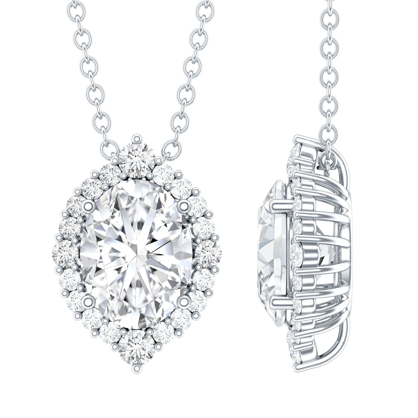 Certified 6X8 MM Oval Moissanite Cocktail Pendant Necklace