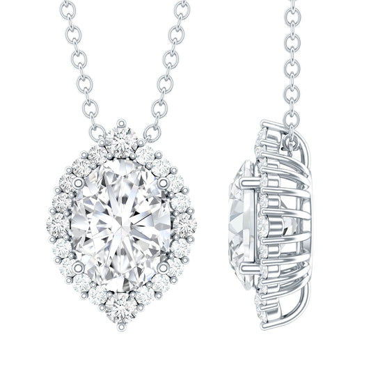 Certified 6X8 MM Oval Moissanite Cocktail Pendant Necklace