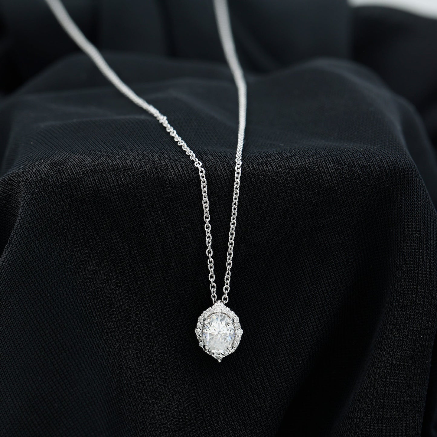 Certified 6X8 MM Oval Moissanite Cocktail Pendant Necklace