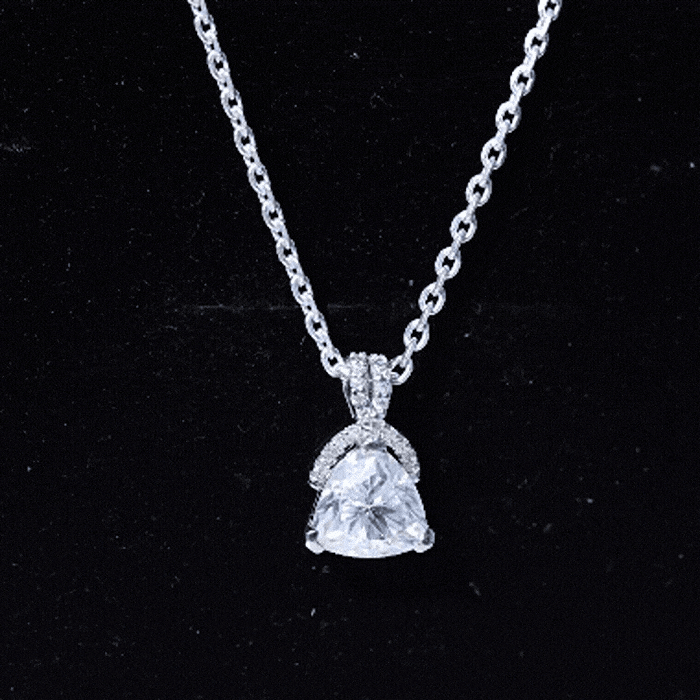 Trilliant Cut 1.6 CT Moissanite Designer Necklace with Silver Chain