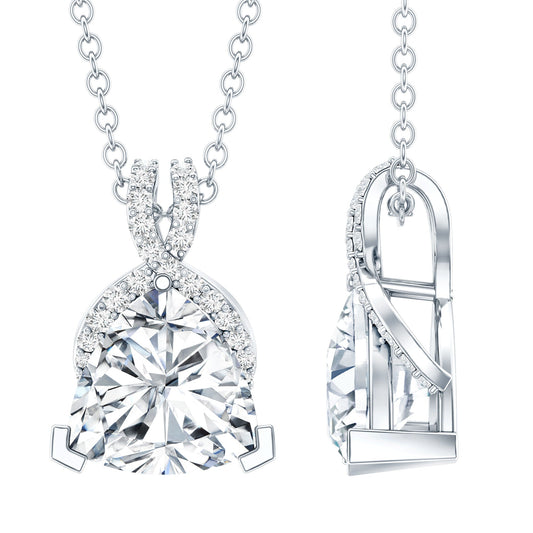 Trilliant Cut 1.6 CT Moissanite Designer Necklace with Silver Chain