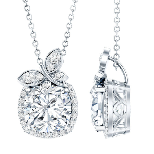 Certified 3 Carat Moissanite Designer Necklace with Silver Chain