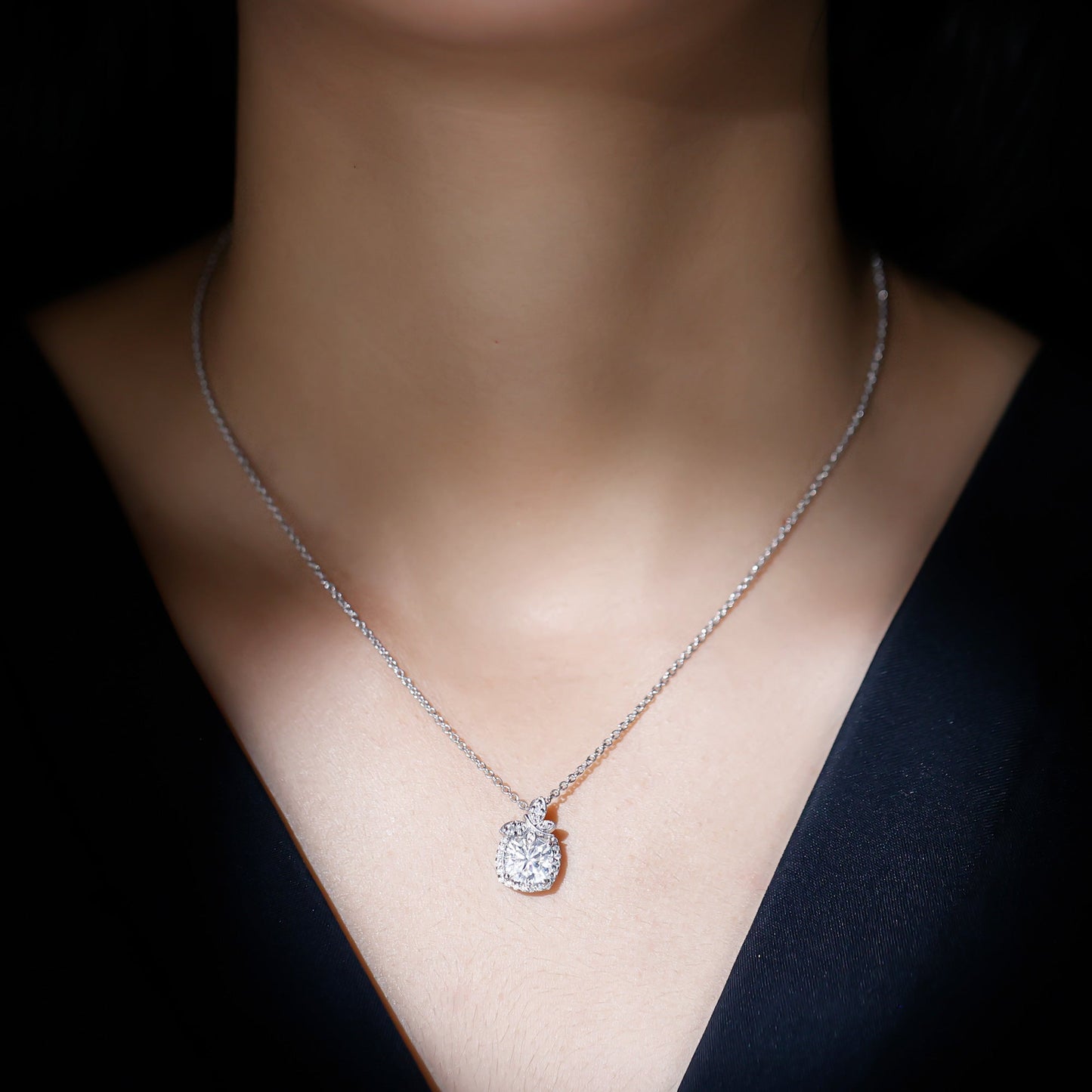 Certified 3 Carat Moissanite Designer Necklace with Silver Chain