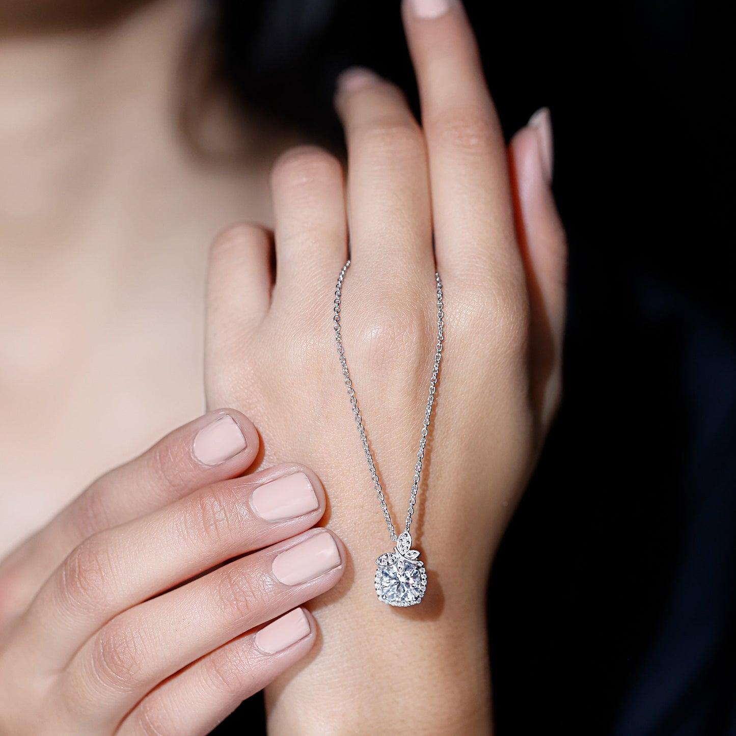 Certified 3 Carat Moissanite Designer Necklace with Silver Chain