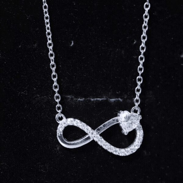 Certified Moissanite Heart Infinity Necklace in Silver
