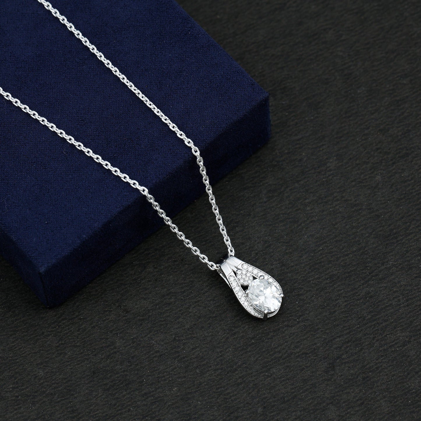 Certified 2 Carat Oval Moissanite Teardrop Pendant for Wedding