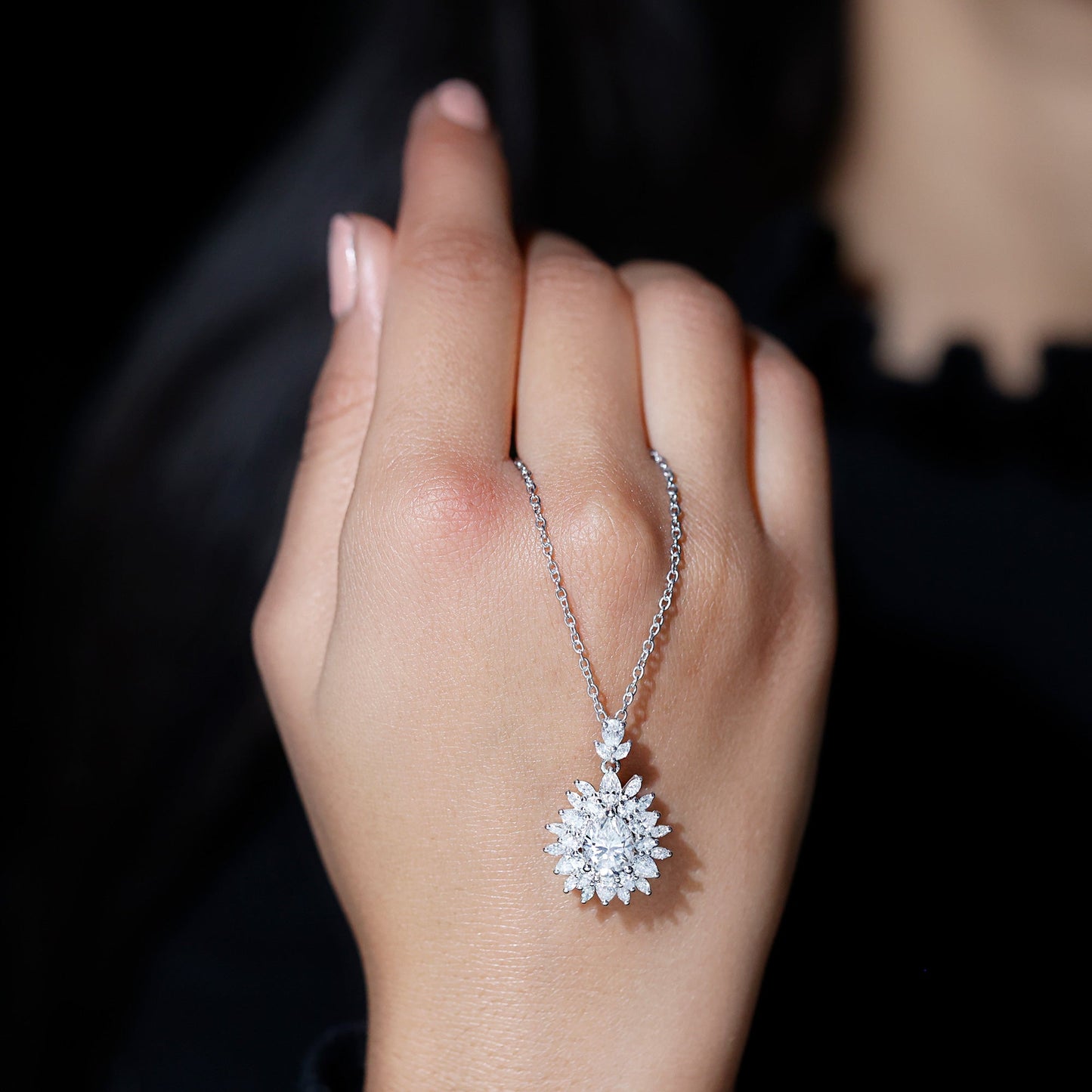 Moissanite Designer Pendant Necklace With Silver Chain