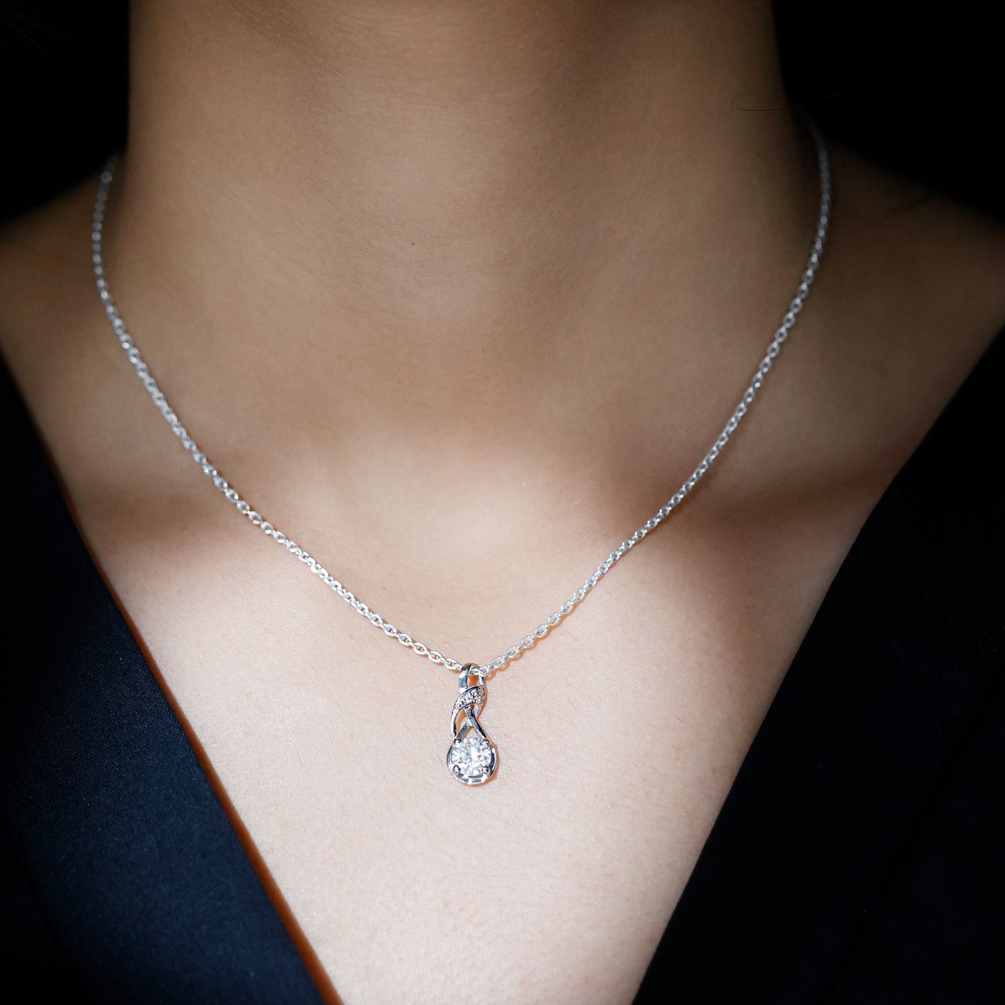 Certified Moissanite Infinity Necklace with Chain