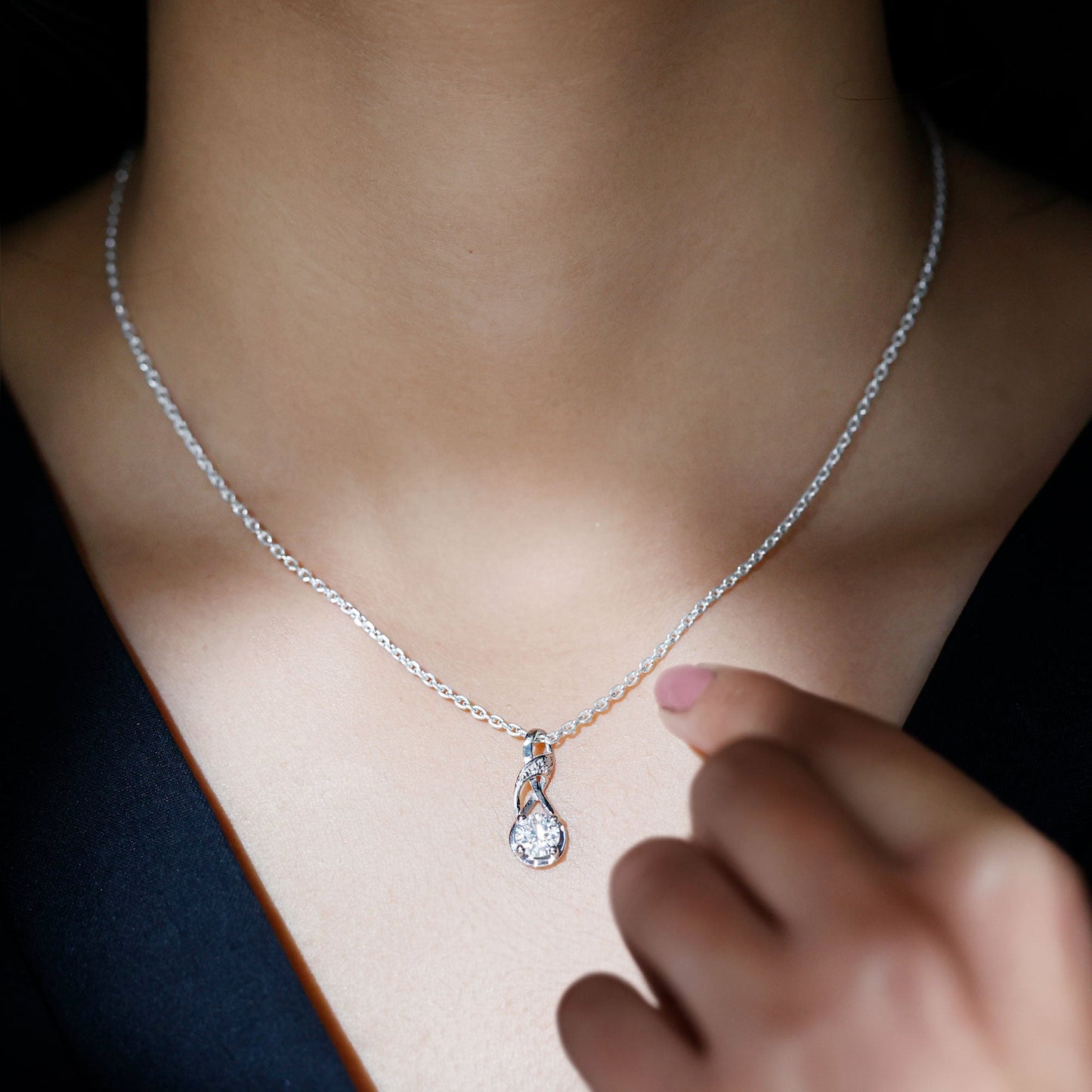 Certified Moissanite Infinity Necklace with Chain