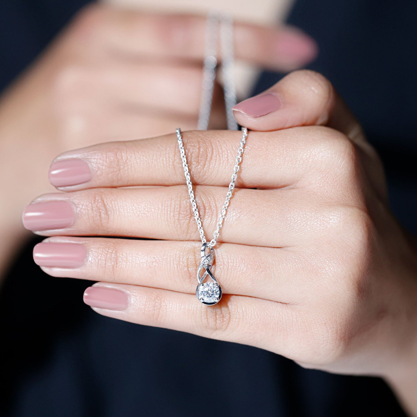 Certified Moissanite Infinity Necklace with Chain