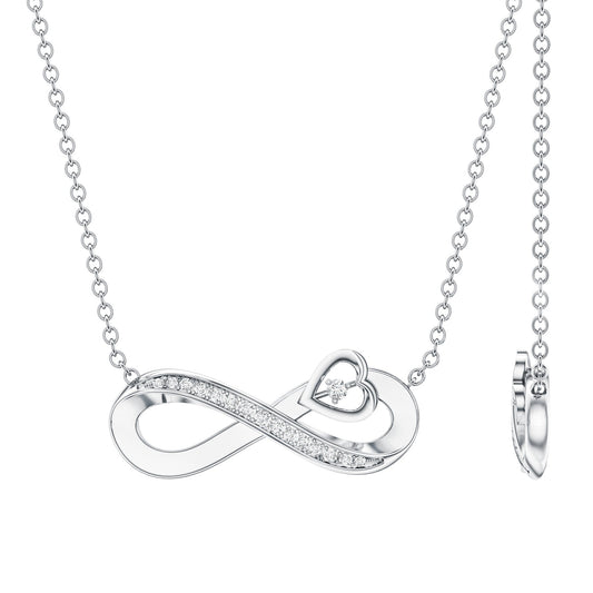 Minimalist Moissanite Infinity Heart Necklace in 14K Gold Plated Silver