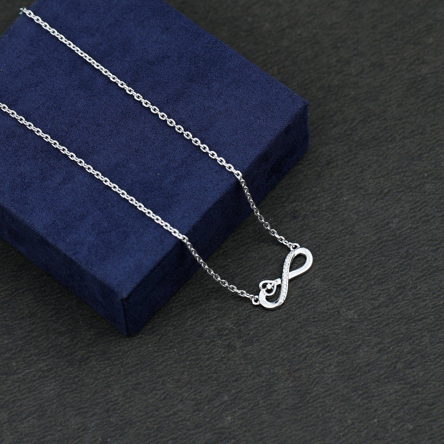 Minimalist Moissanite Infinity Heart Necklace in 14K Gold Plated Silver
