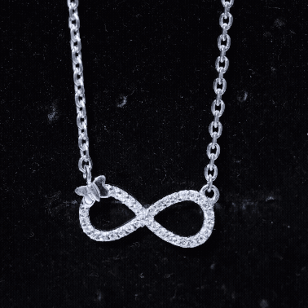 Certified Pave Set Moissanite Infinity Necklace with Butterfly
