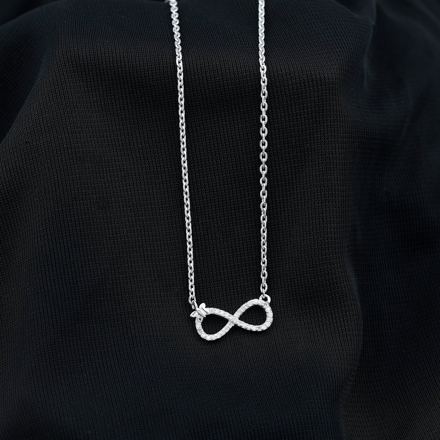 Certified Pave Set Moissanite Infinity Necklace with Butterfly