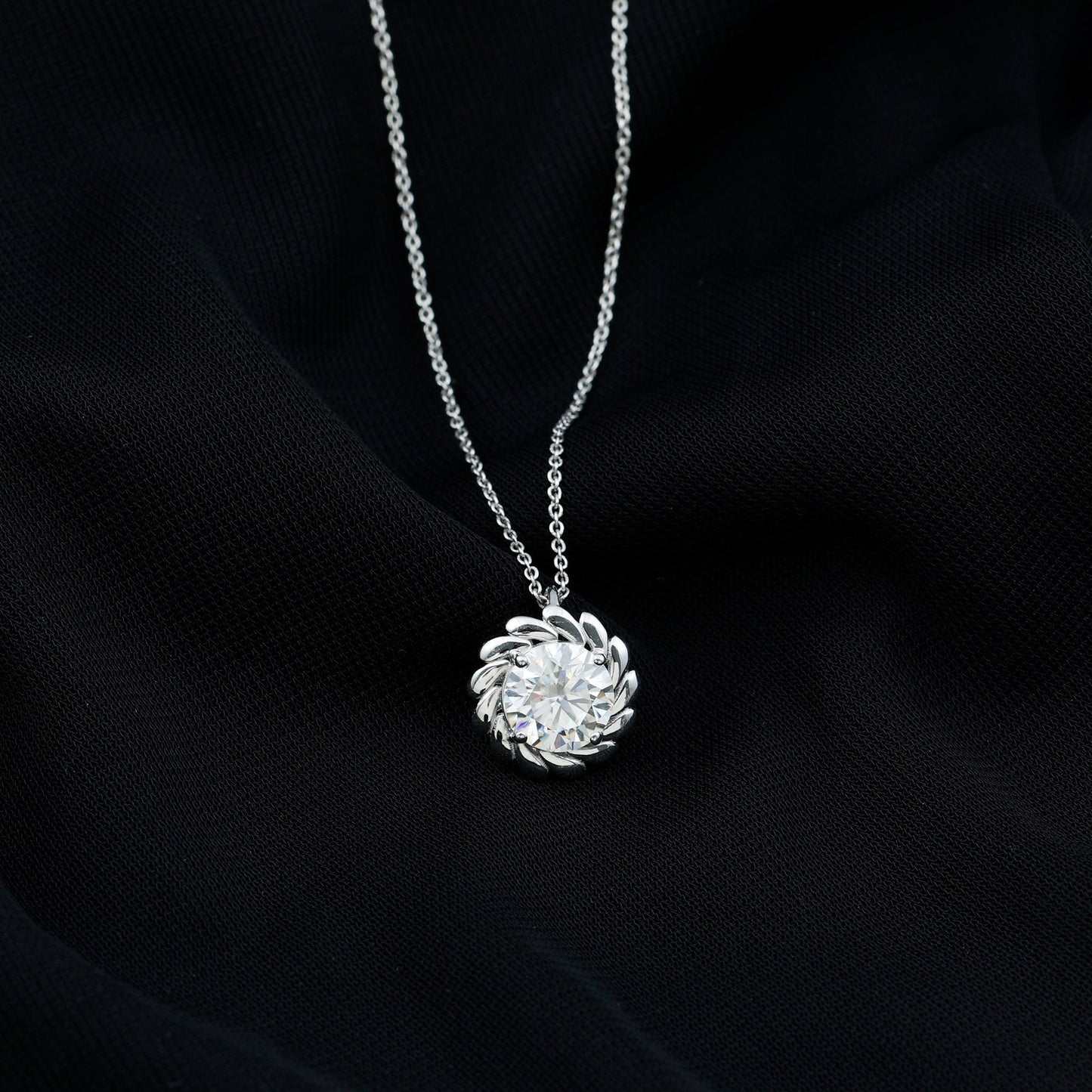 Certified 2 Carat Moissanite Solitaire Necklace with Silver Chain