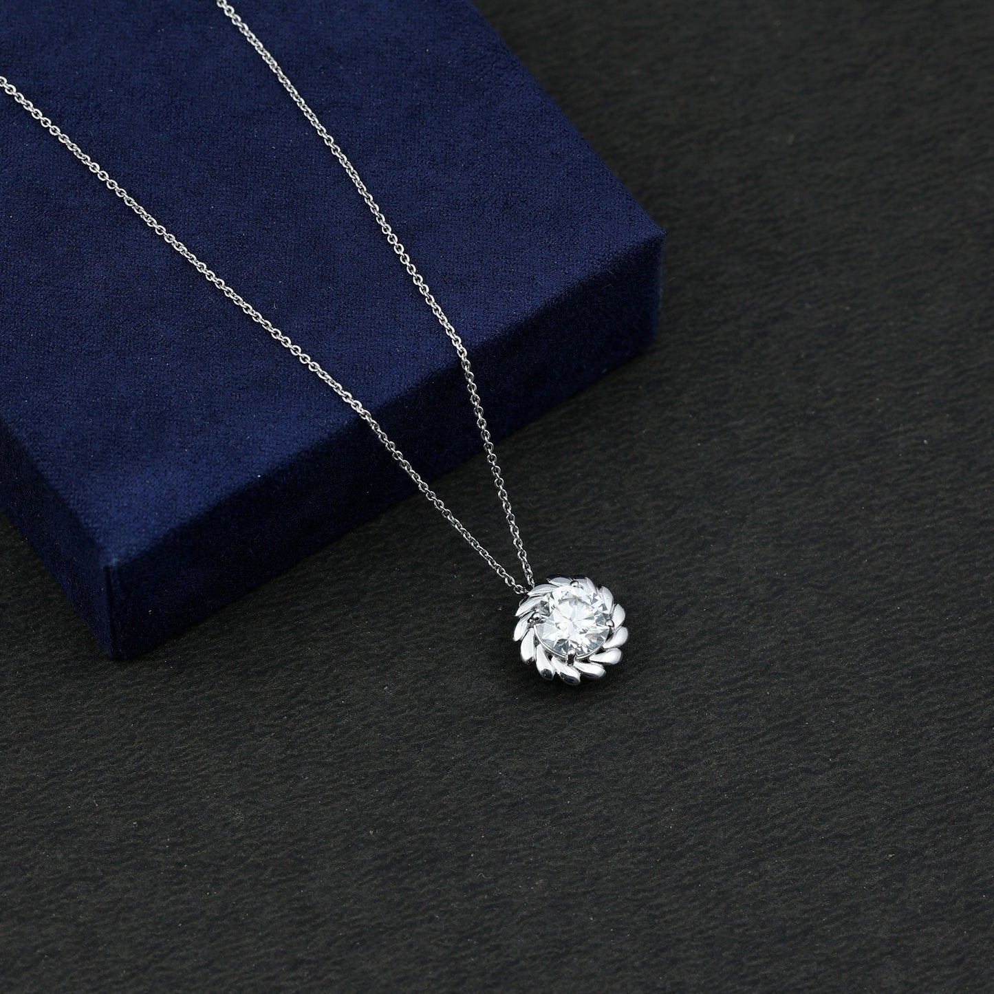 Certified 2 Carat Moissanite Solitaire Necklace with Silver Chain