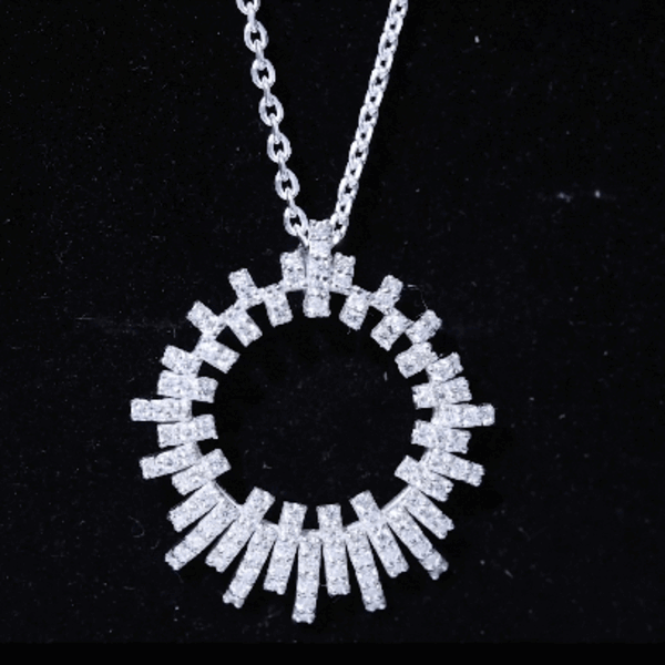 Womens Moissanite Designer Cocktail Necklace With Silver Chain