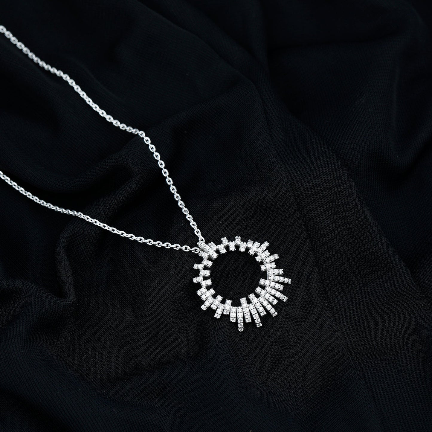 Womens Moissanite Designer Cocktail Necklace With Silver Chain