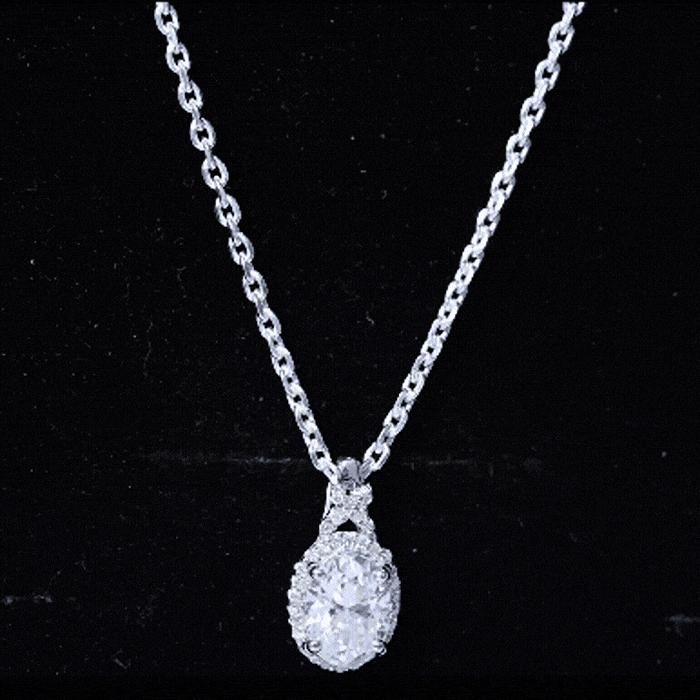 1 Carat Certified Moissanite Oval Pendant with Halo