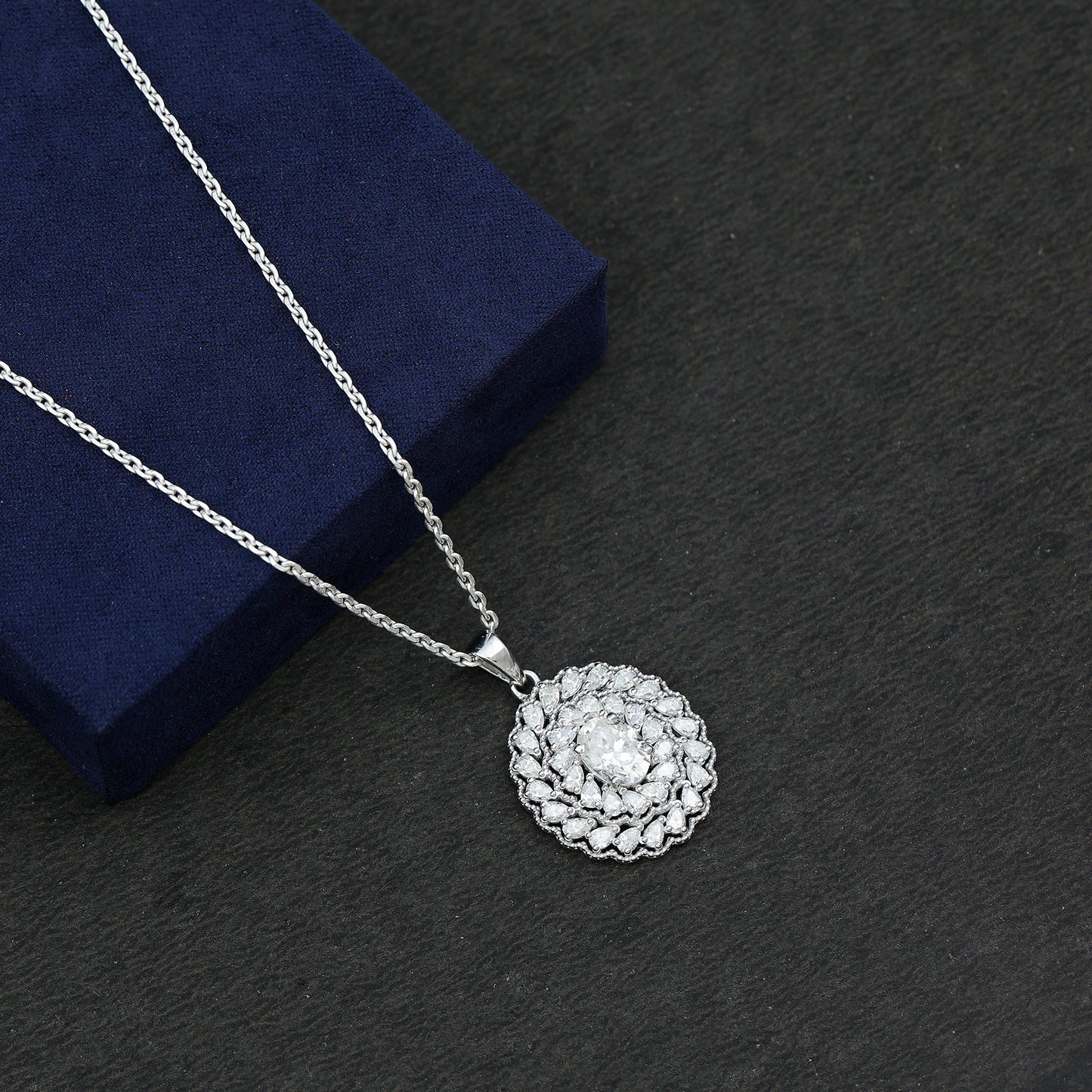 Certified 1.29 Carat Oval Moissanite Bridal Statement Necklace with Chain