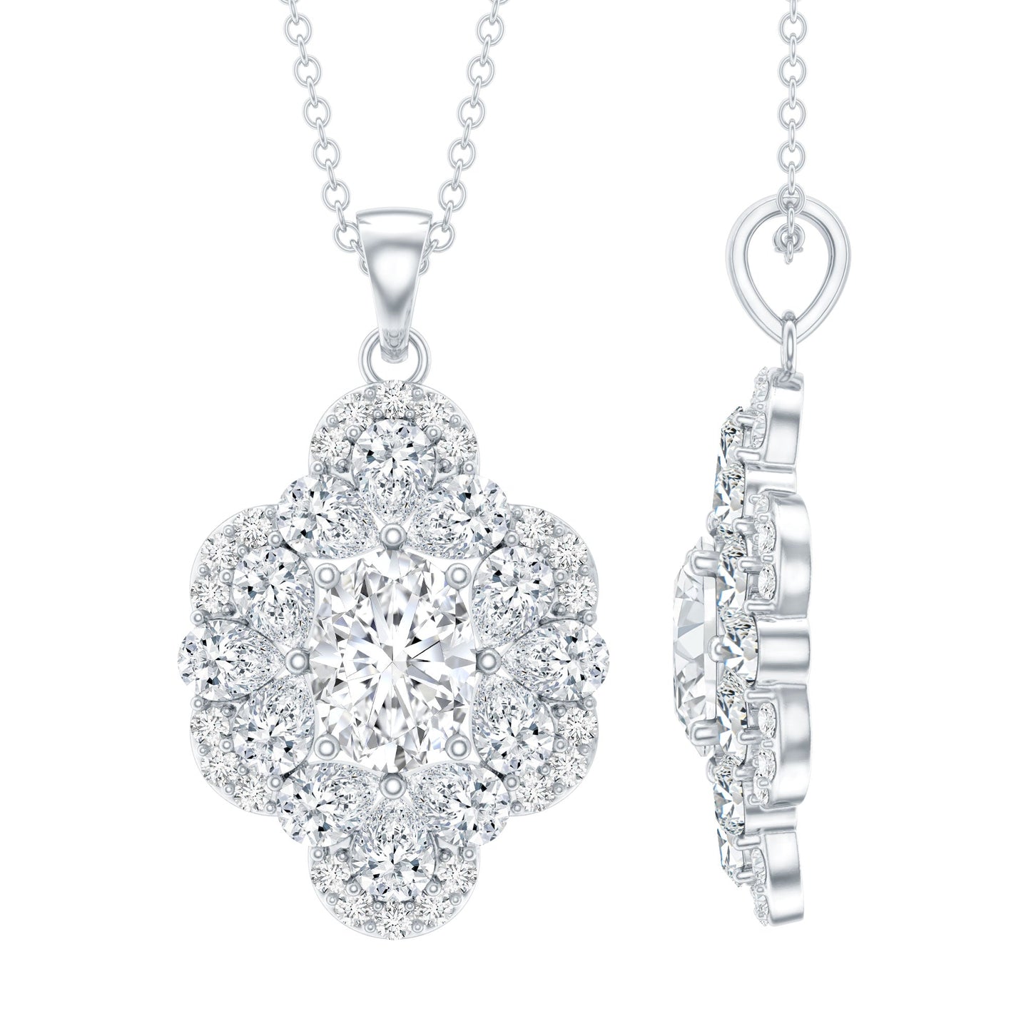 Certified Moissanite Flower Necklace for Wedding