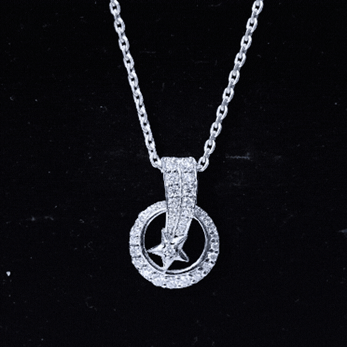 Certified Moissanite Shooting Star Pendant with Silver Chain