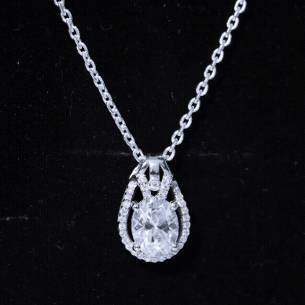 2 Carat Oval Cut Moissanite Drop Necklace For Wedding