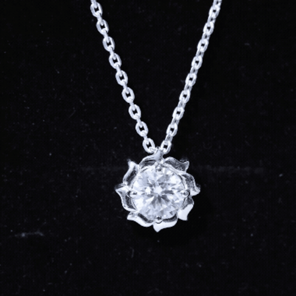 2 Carat Solitaire Moissanite Flower Pendant with Silver Chain