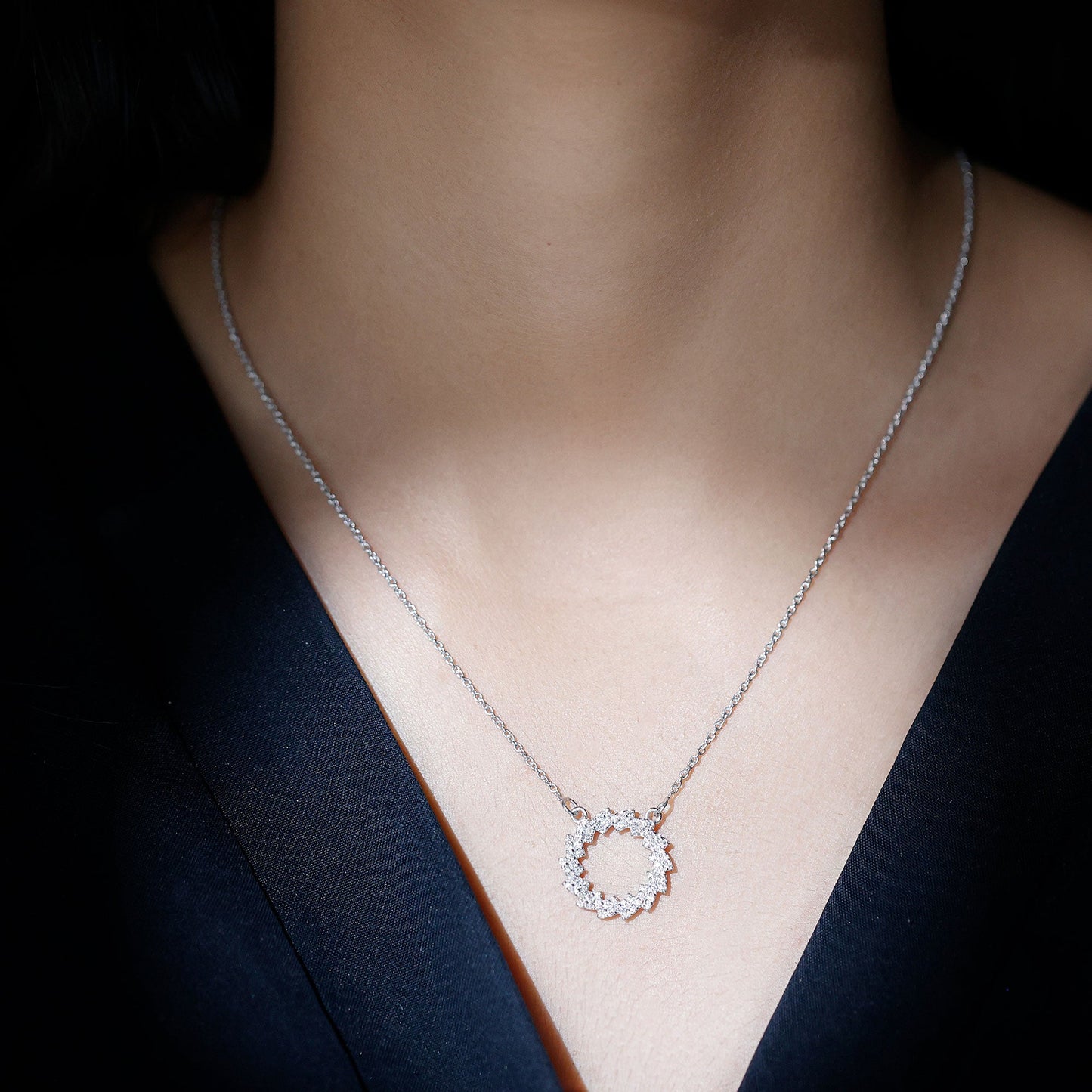 Certified Moissanite Eternity Necklace in Sterling Silver