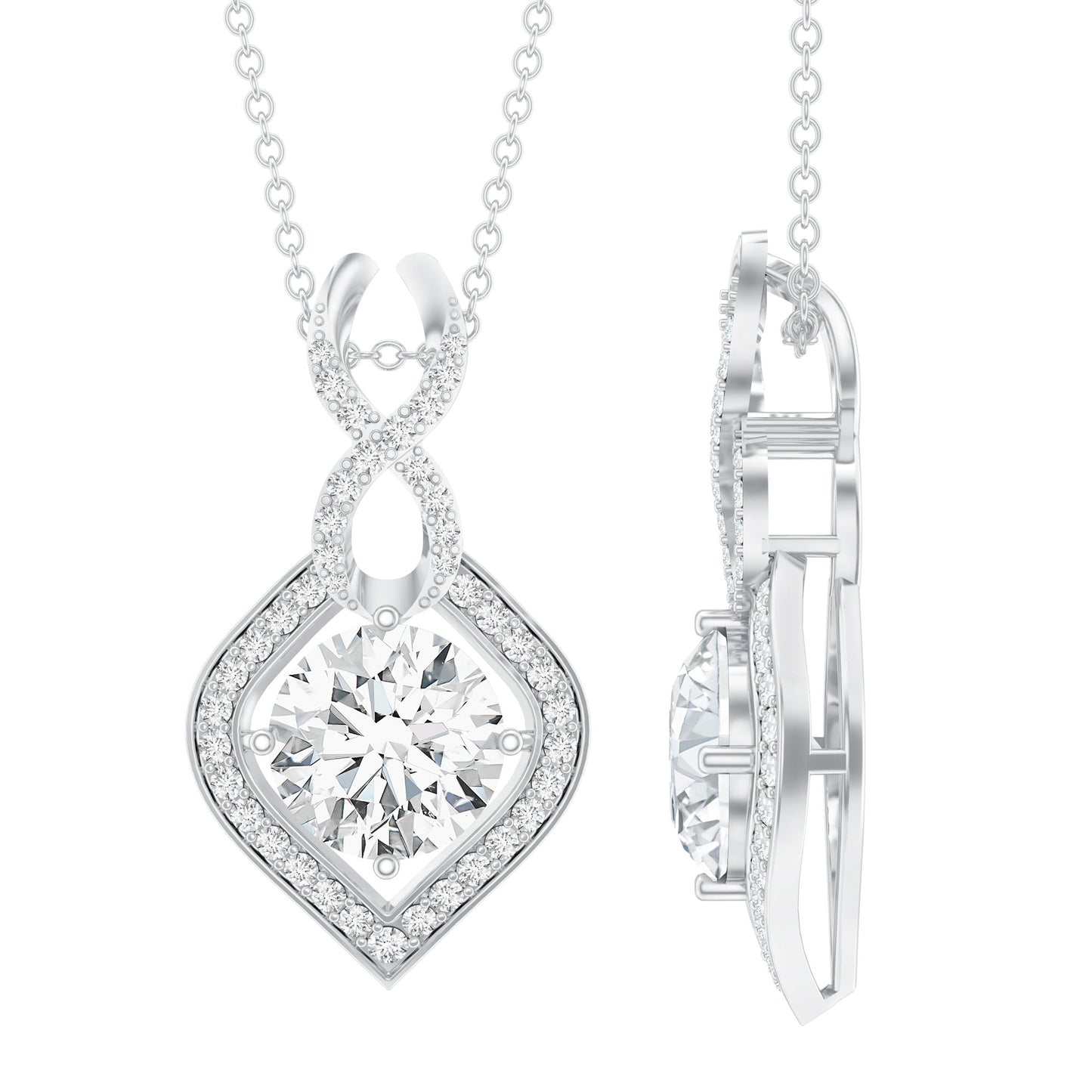 2.62 Carat Moissanite Wedding Necklace for Bride with Silver Chain