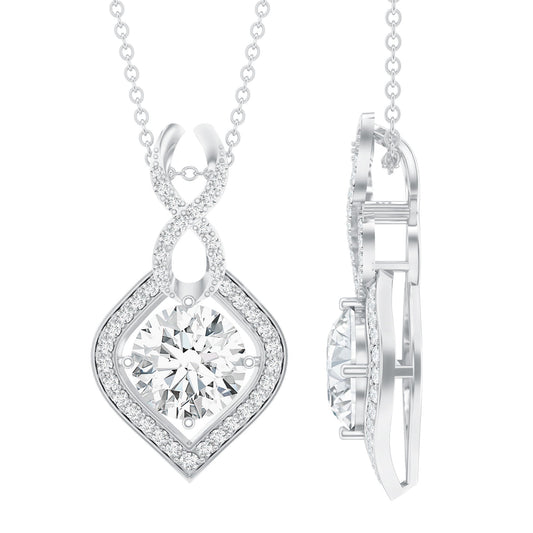 2.62 Carat Moissanite Wedding Necklace for Bride with Silver Chain