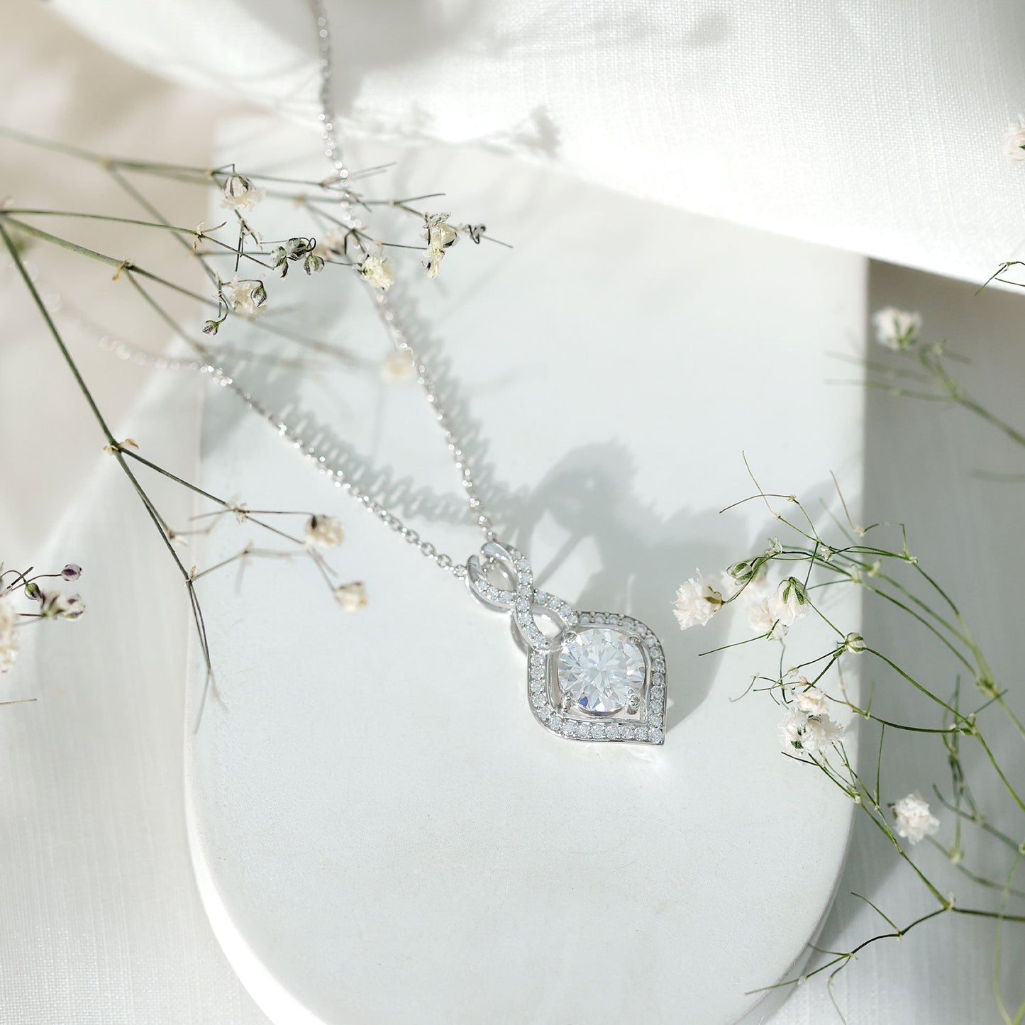 2.62 Carat Moissanite Wedding Necklace for Bride with Silver Chain