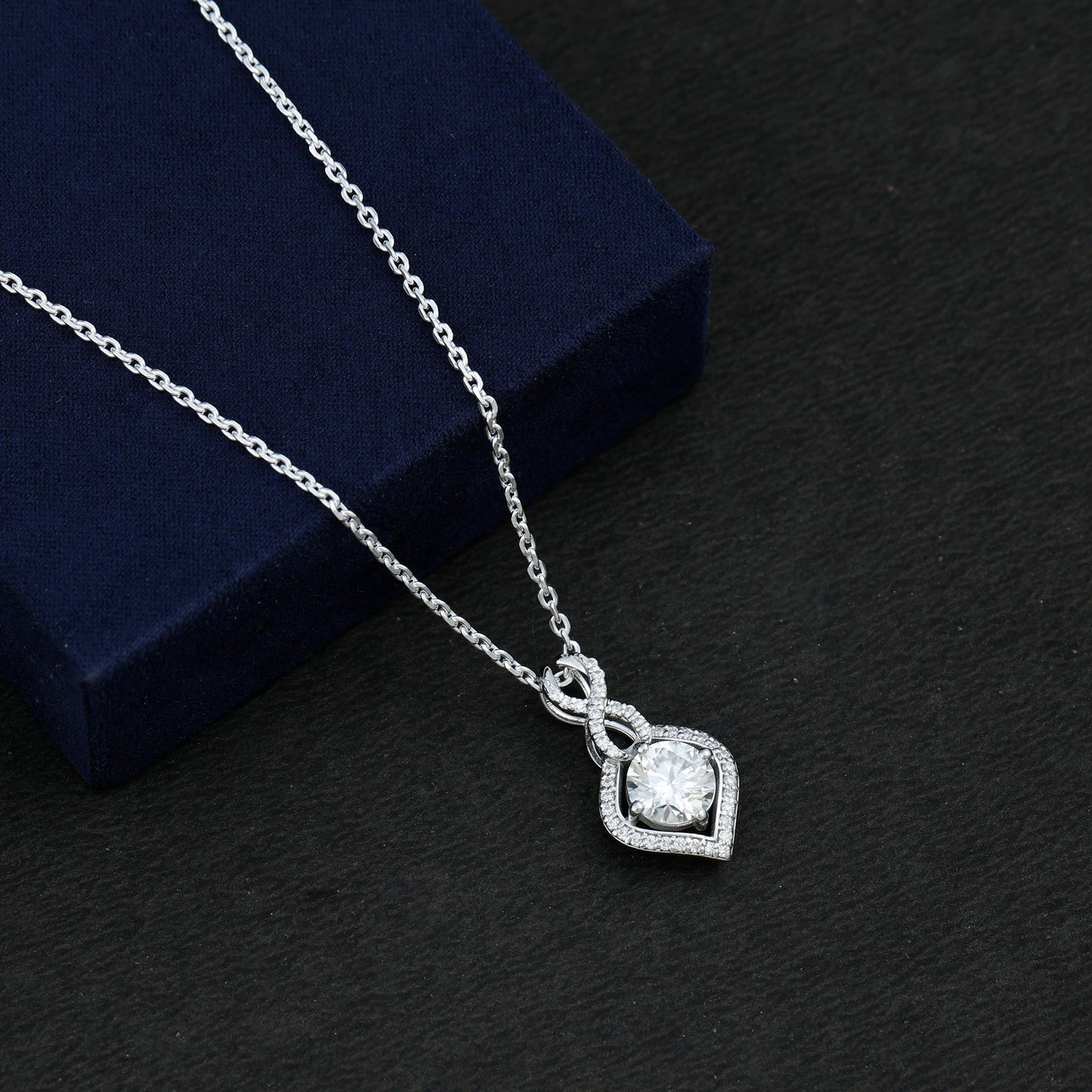 2.62 Carat Moissanite Wedding Necklace for Bride with Silver Chain